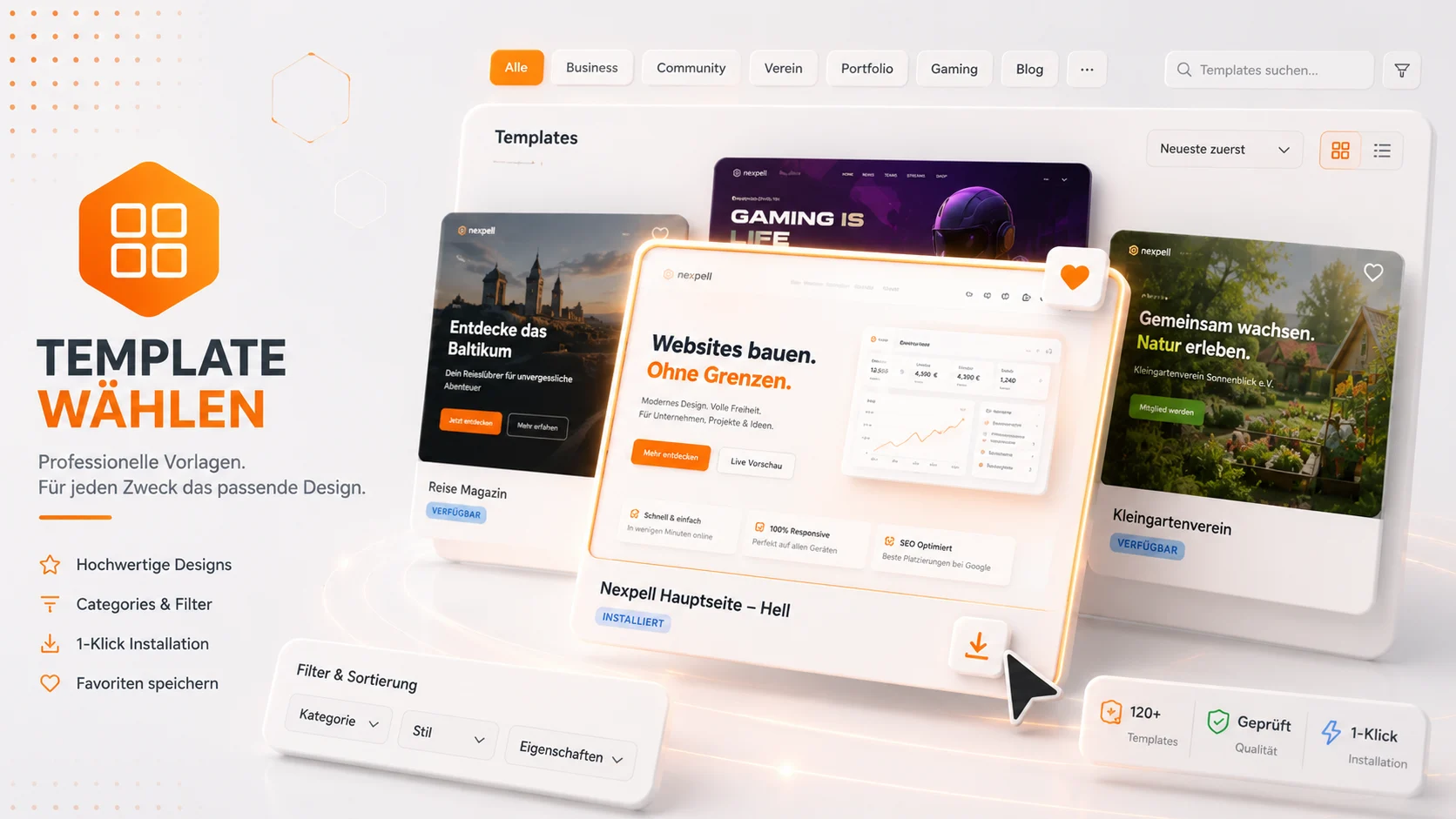 Template im visuellen Nexpell Builder auswählen